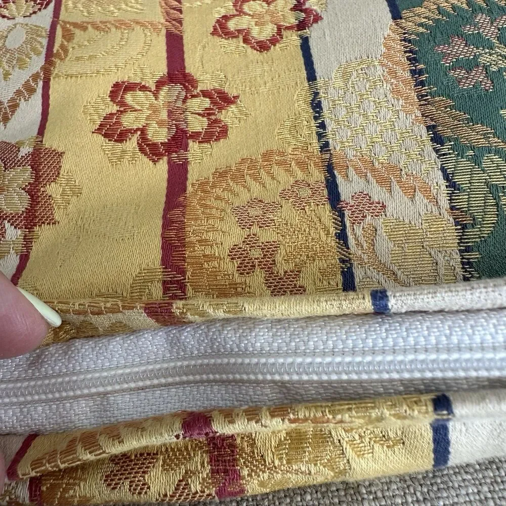 Handmade Set of 3 Cushion Covers 20x20x2 Oriental Brocade - 2 Pristine, 1 AS-IS